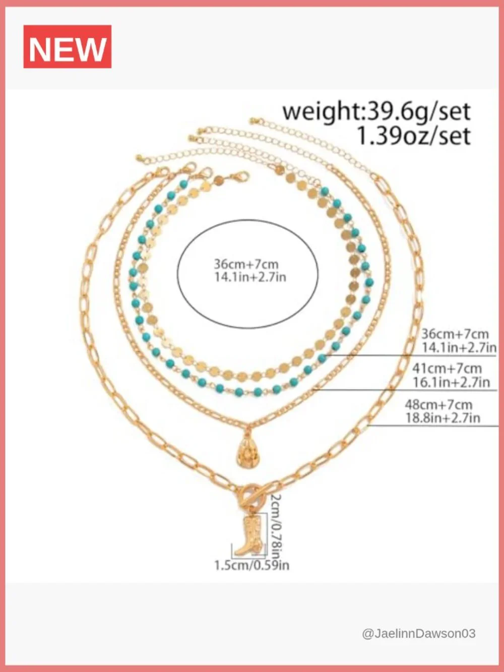 Layered Boho Turquoise Western Necklace Country Hat Boots Pendant Stack